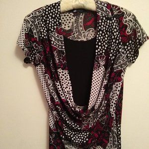 Carole Little Black, red & cream Women's Swag Top